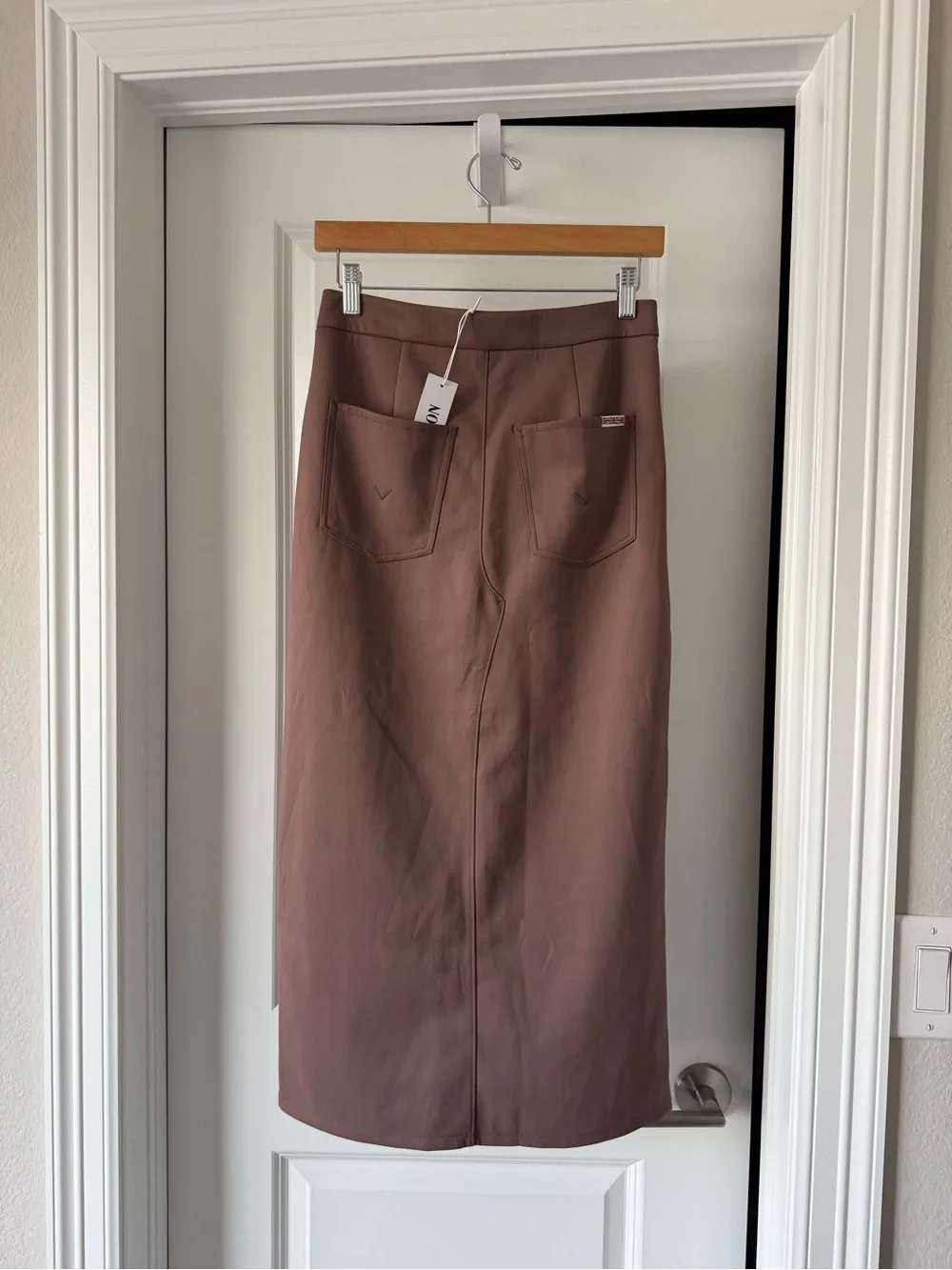 Hudson Jeans Taupe Front-Slit Midi Pencil Skirt